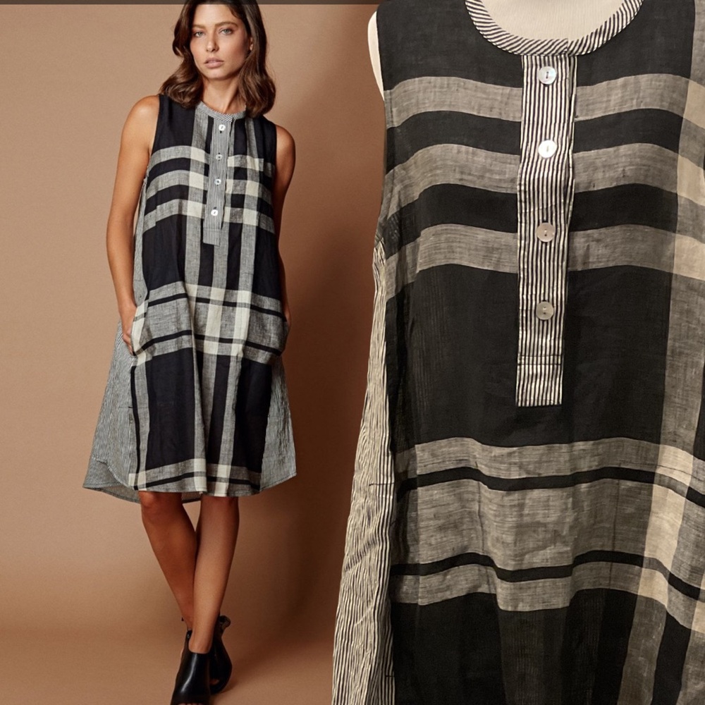 Alembika Check Sleeveless Dress Black Gray Medium Large Alembika 2